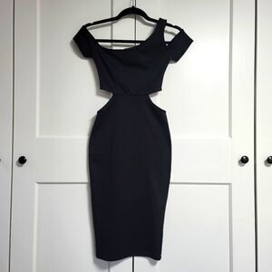 Nasty gal bodycon side cut out little black dress black in size xsmall
